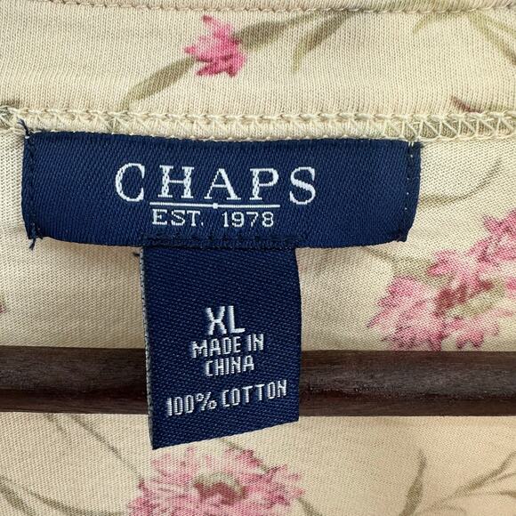 Chaps Ruffled T-Shirt Long Sleeve XL Peach Pink Floral Romantic Cottagecore Soft - Picture 4 of 4